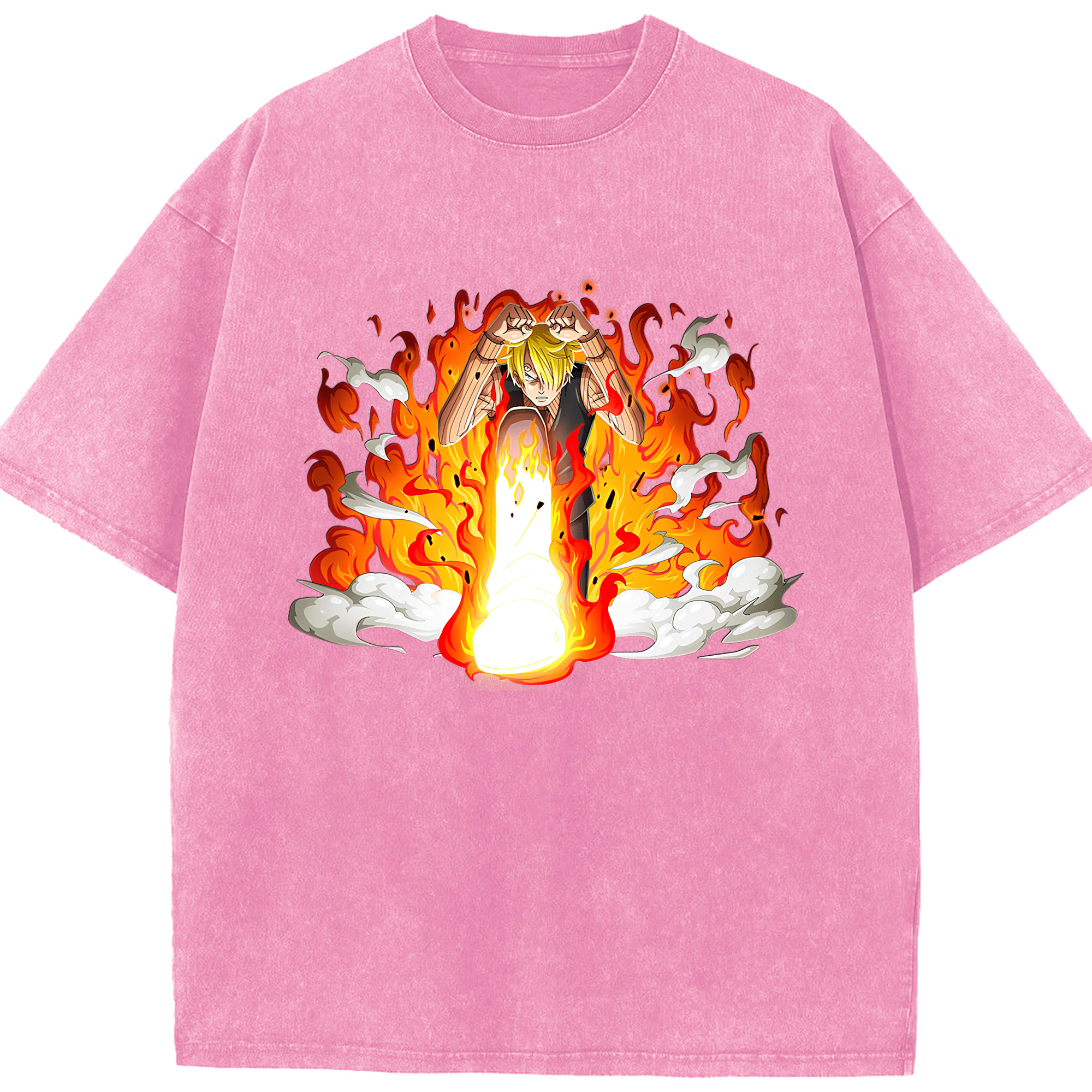 （画像用） ワンピース サンジ ONE PIECE Sanji 綿100% ヴィンテージ風 半袖Tシャツ（フロントプリント）